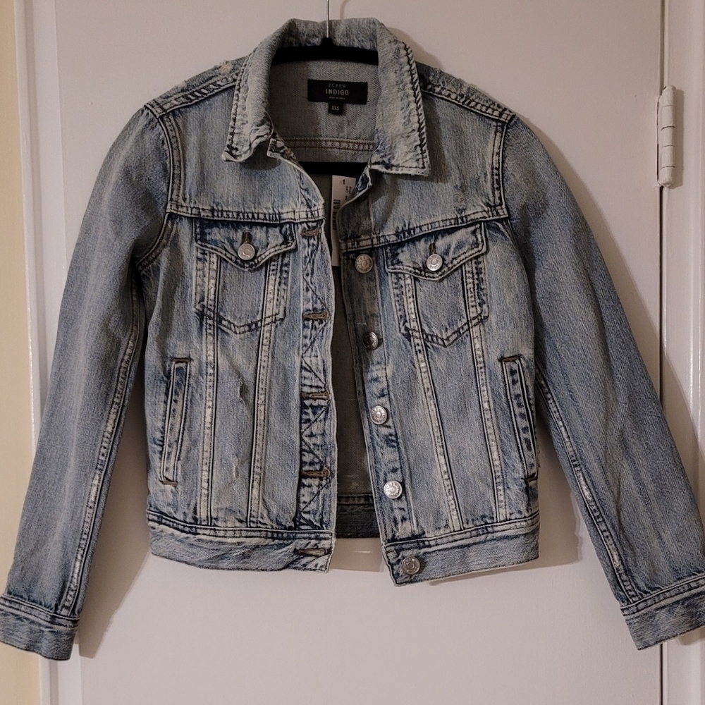J.Crew Indigo Jean Denim Ripped Style Jacket - Picture 4 of 16